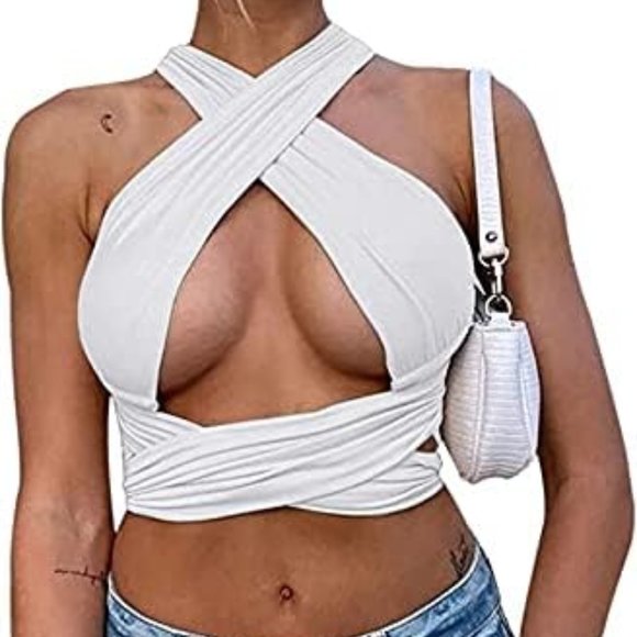 Bandage criss cross self tie tank top - Picture 4 of 6